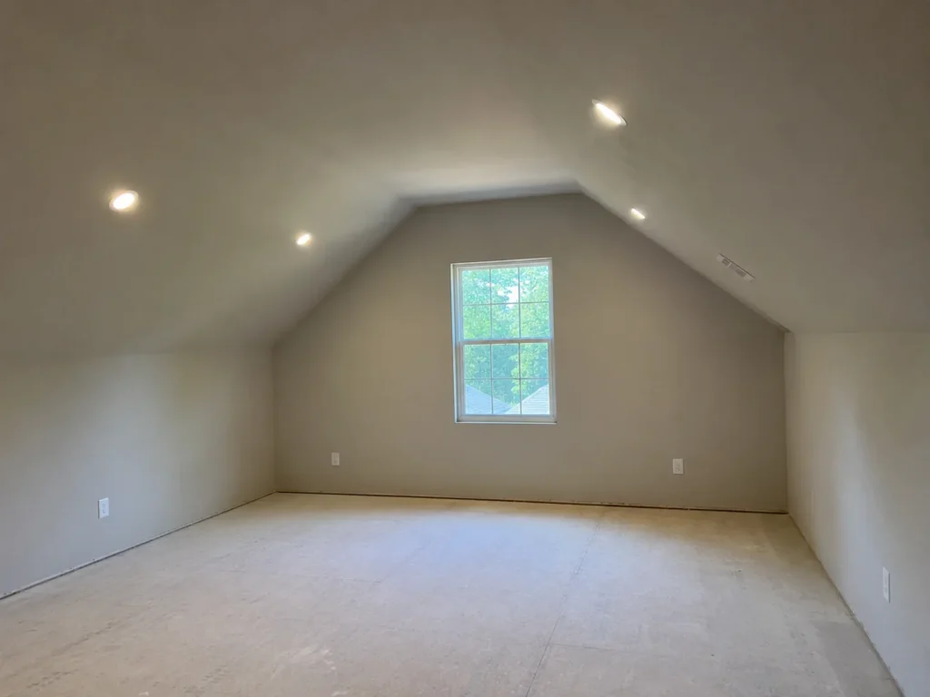 Finished garage loft with drywall in Marion, Iowa.